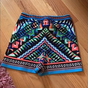 Aztec colorful stretchy high waisted shorts